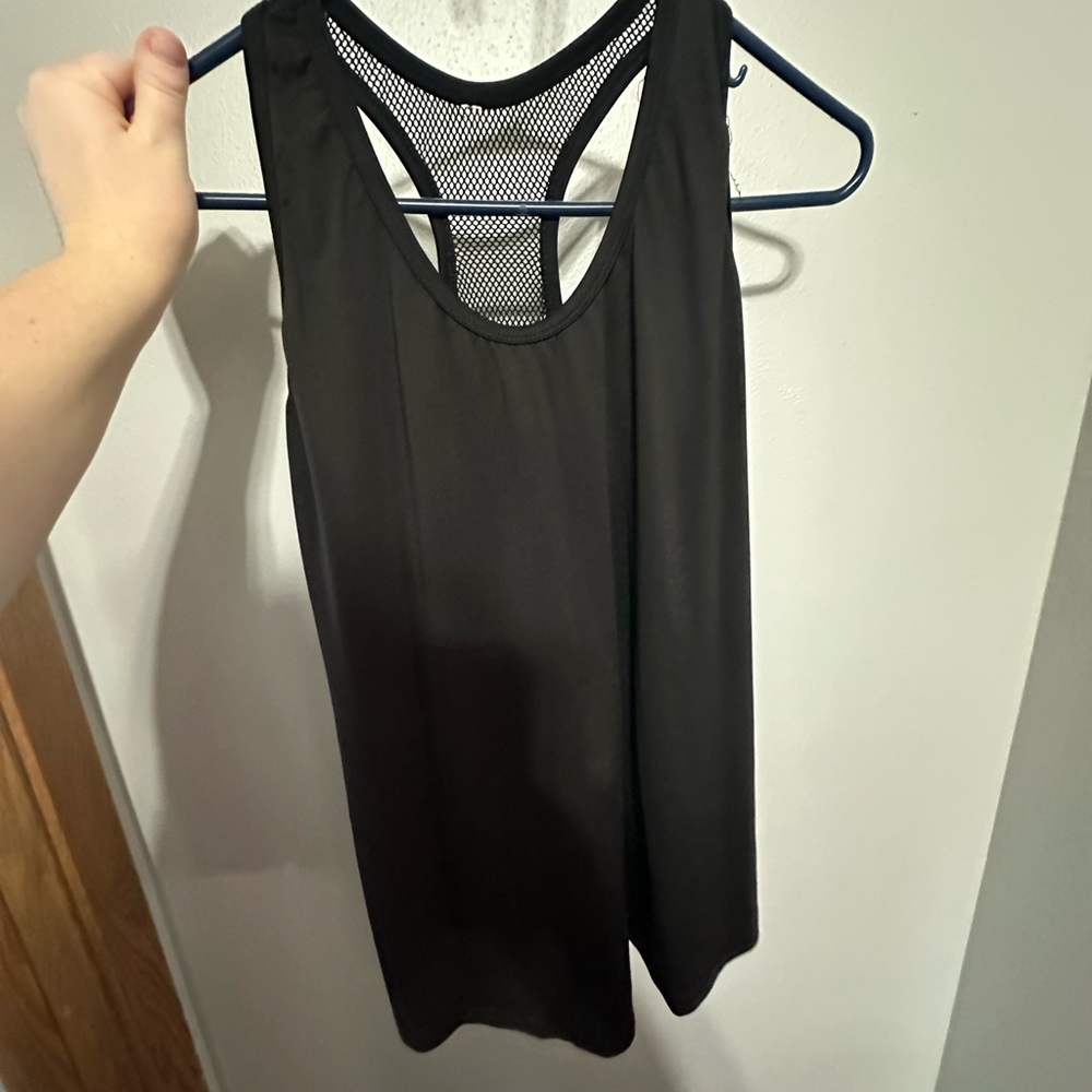 Black Sleeveless Mesh Back Tank Top